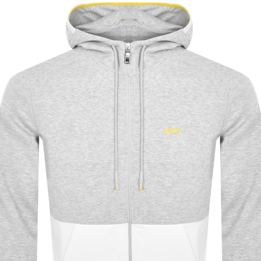 Hugo boss grey zip hoodie on sale